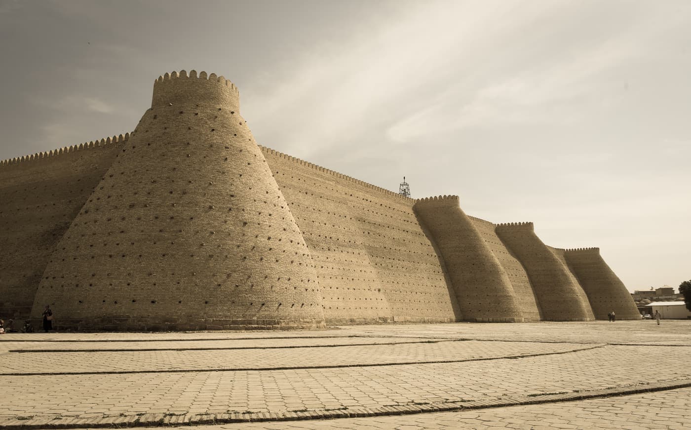 The sloping buttressed walls of the Ark