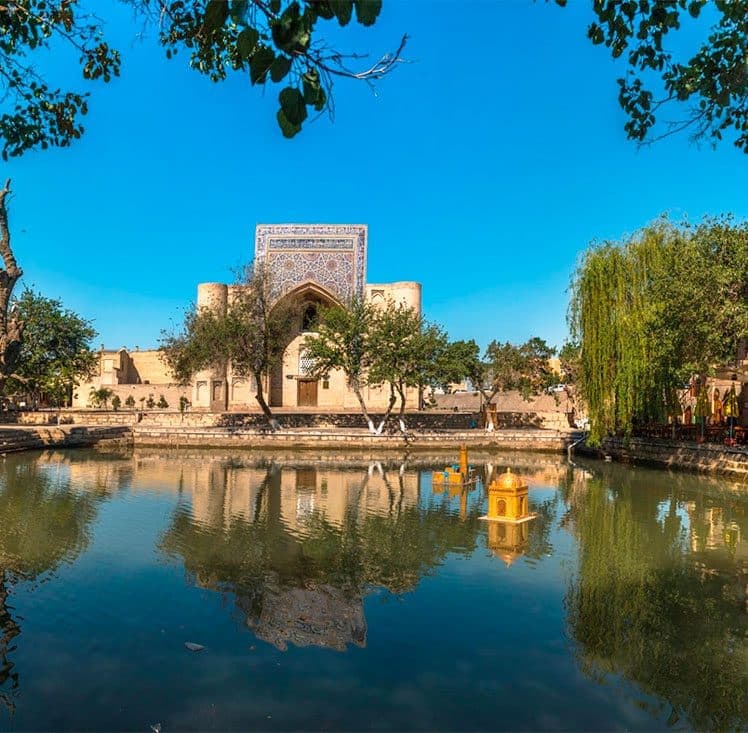 The pond with the khanqah reflected in it
