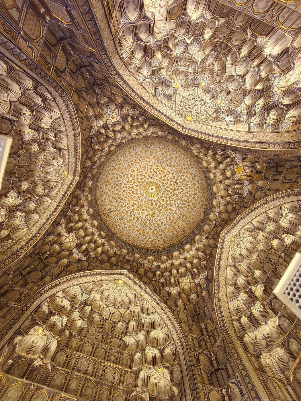 Looking up into a decorated dome in the Tuman Aka complex, Shah-i-Zinda